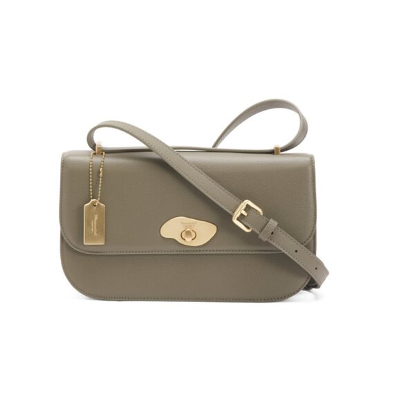 MONCRIEF LONDON Khaki Leather Pebble Clasp Shoulder Bag - Picture 1 of 2